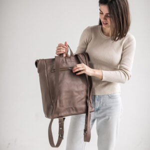 Ashley Latte Roll-Top Leather Backpack2